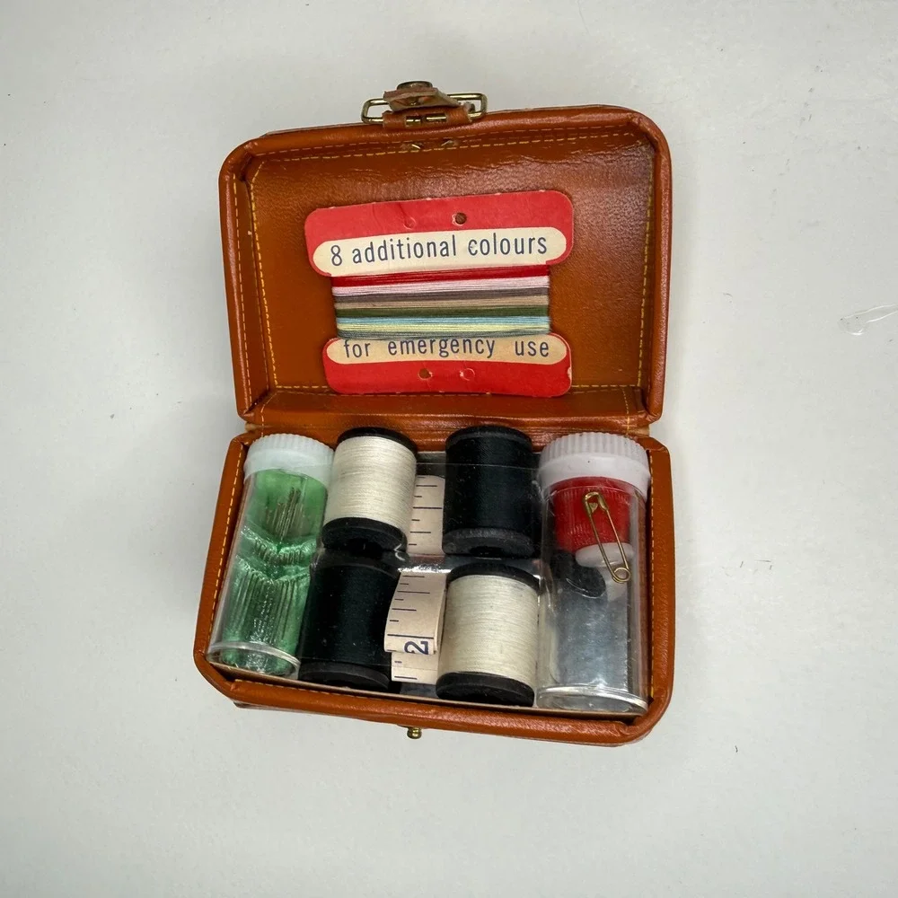 Vintage Charleston South Carolina Mini Suitcase Travel Sewing Kit Needle Thread
